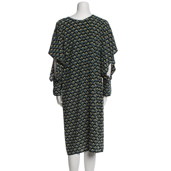 Marni Silk Midi Length Dress size IT 40 US 4 Small Blue Green Printed - Picture 3 of 16